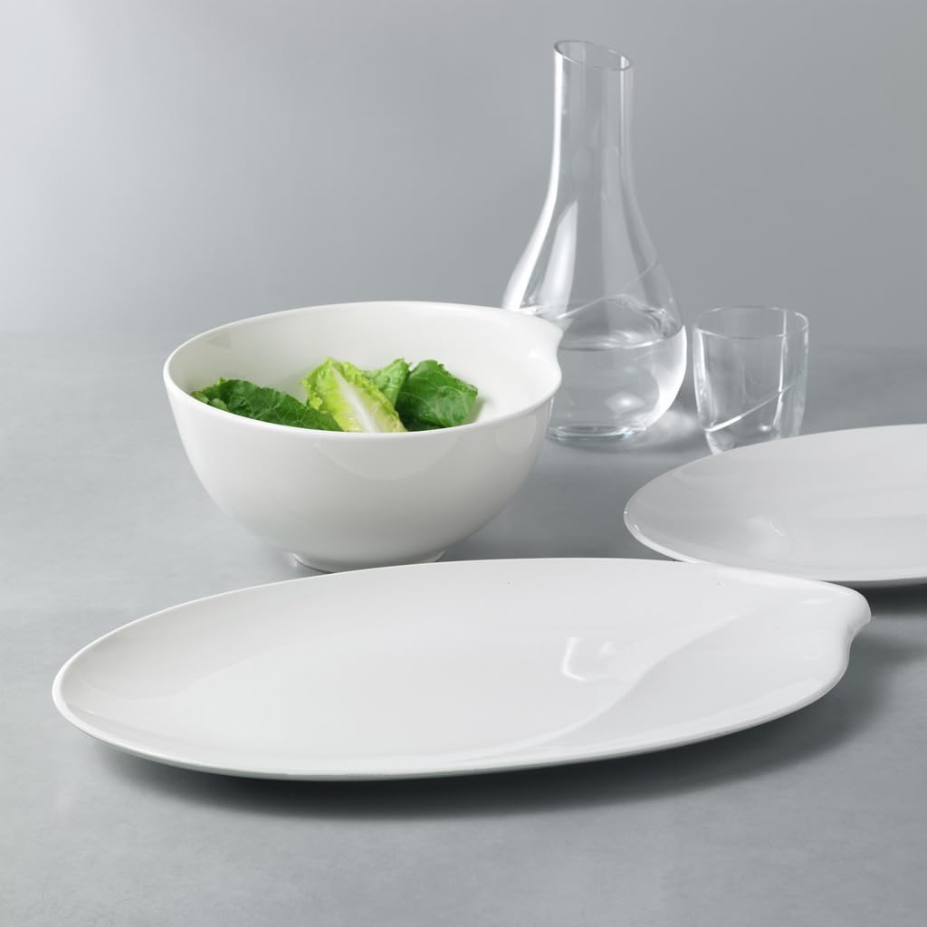 Villeroy & Boch Flow Oval Platter, 14 in, Premium Porcelain, White