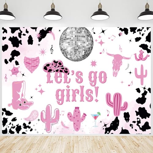 20x10ft Let's Go Girls Backdrop Discos Prom Pink Themed Photography Background Cactus Hat Boots Wild West Decorations Cowgirl Bachelorette Dance Party Photo Booth Props -  TOENGS