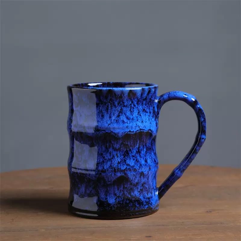Taza cerámica grande 20oz con diseño bambú azul oscuro