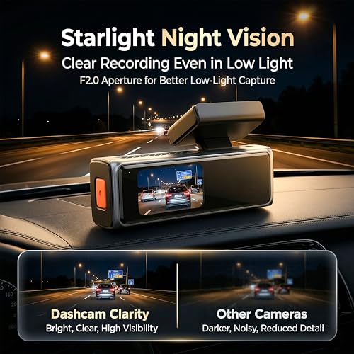 Image of Lenovo Dash Camera for Car (New Launch) | Front 2K Recording | Starlight Night Vision | WiFi Dashcam with App Control | 1.47 inch Display, 140 Wide Angle | T3-B1V