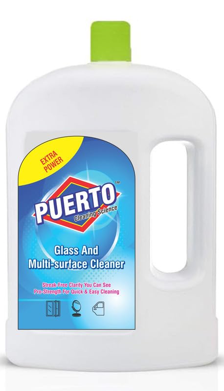 Puerto 2 Ltr (Pack of 1) Glass and Surface Cleaner Liquid Spray Refill|Glass Cleaner for Car, Kitchen and Home Surfaces | Multi Surface Cleaner