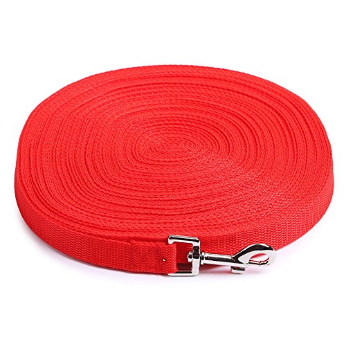 Image of Dog Training Lead Long Rope Cotton Nylon Webbing Recall Obedience Line Leash For Pet 3M /20Ft (20.Feet, Red)