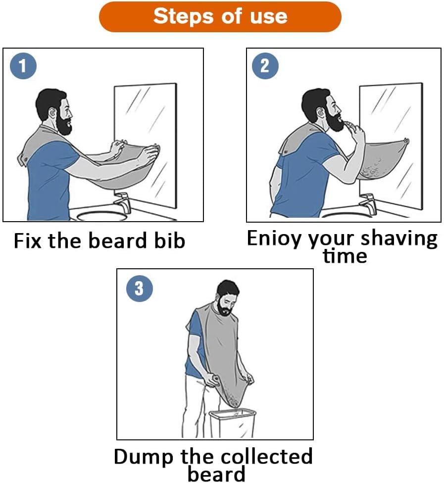 Miniatura 3 de Delantal de barba con babero para barba, atrapa el pelo de la barba para hombres, afeitado y recorte, antiadherente, impermeable, paño de aseo con 3