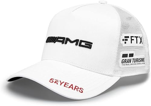 Gorra de camionero para Mercedes Benz AMG Petronas F1 2022 Lewis Hamilton AMG 55 años (blanco), Blanco