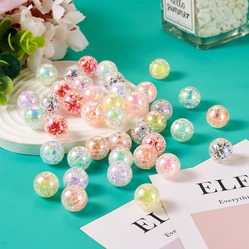 Beadthoven 40pc Crackle Acrylic Beads, Iridescent 8 Colors, Large Hole - Image 3
