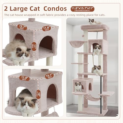 Image of Gitelsnour Cat Tree, Cat Tower with Sturdy Steel Tube, Large Perch GCT024MU | 70.5'' Cat Furniture with Scratching Post, Hammock, Basket and Big Platform for Indoor Cats Large Adult, Mushroom