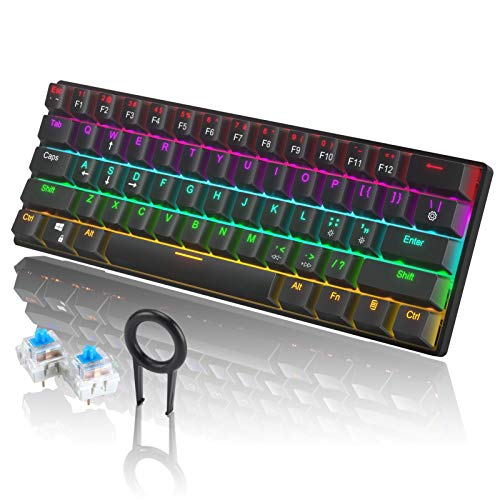 Mechanische Gaming Tastatur 61 Tasten, Wired Keyboard Hintergrundbeleuchtete Genaue Typ-C Tastatur, Multimedia-Tasten, Tactile Switch - Schwarz Cover