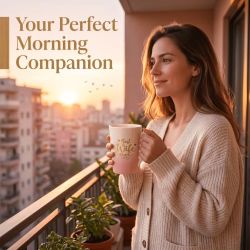 Image of ZAICUS Best Wife Ever Coffee Mug with Lid & Spoon, Ceramic Gift for Wife | Perfect for Coffee, Tea & Daily Use | Romantic Gift for Wife | Home & Office Drinkware