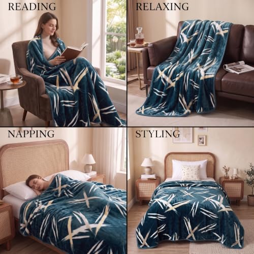 Image of BSB HOME Single Bed Mink Blanket, Velvet Like Soft Plush Fleece Blanket, Warm Lightweight AC Blanket for Winter, Ultra Soft Cozy Bed Blanket for Home & Travel,56 x 80 Inches(142 x 203 cm) - Ocean Blue