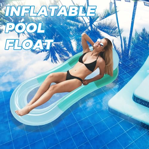 CNMTCCO Luftmatratze Matratze mit Kopfstütze, Farbverlauf grün,160x80,LuftmatratzePool,Poolspielzeug, Erwachsene Luftmatratze Pool,Geeignet für Sommer Pool, Strand, See Parteien