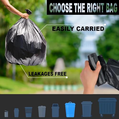 Image of ELLA Garbage Bags 24x32 Inches | 105 Bags (7 Rolls x 15) | Black | Large | Durable Leak-Proof Dustbin Covers for Home, Kitchen, Bathroom & Office