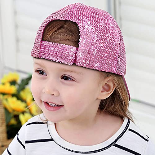 Image of Girls Baseball Hat Kids Cotton Hat Trucker Sun Hat Adjustable Toddler Baseball Cap Beach Hat for Toddler Girls 1-10 Years, Sequins Uni, 6-8 Years