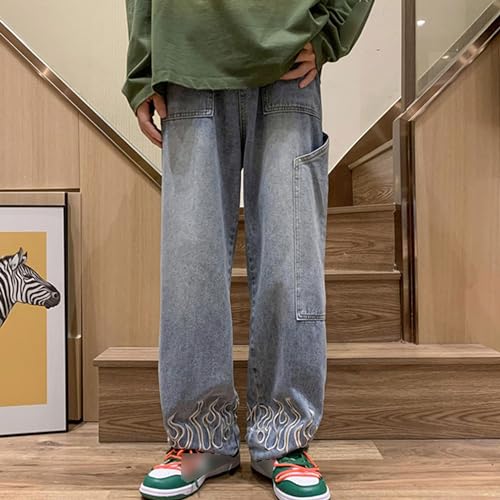 Men's Relaxed-Fit Vintage Hip Hop Jean Y2K Wide Leg Skater Jeans Casual Stylish Loose Lightweight Denim Pant2