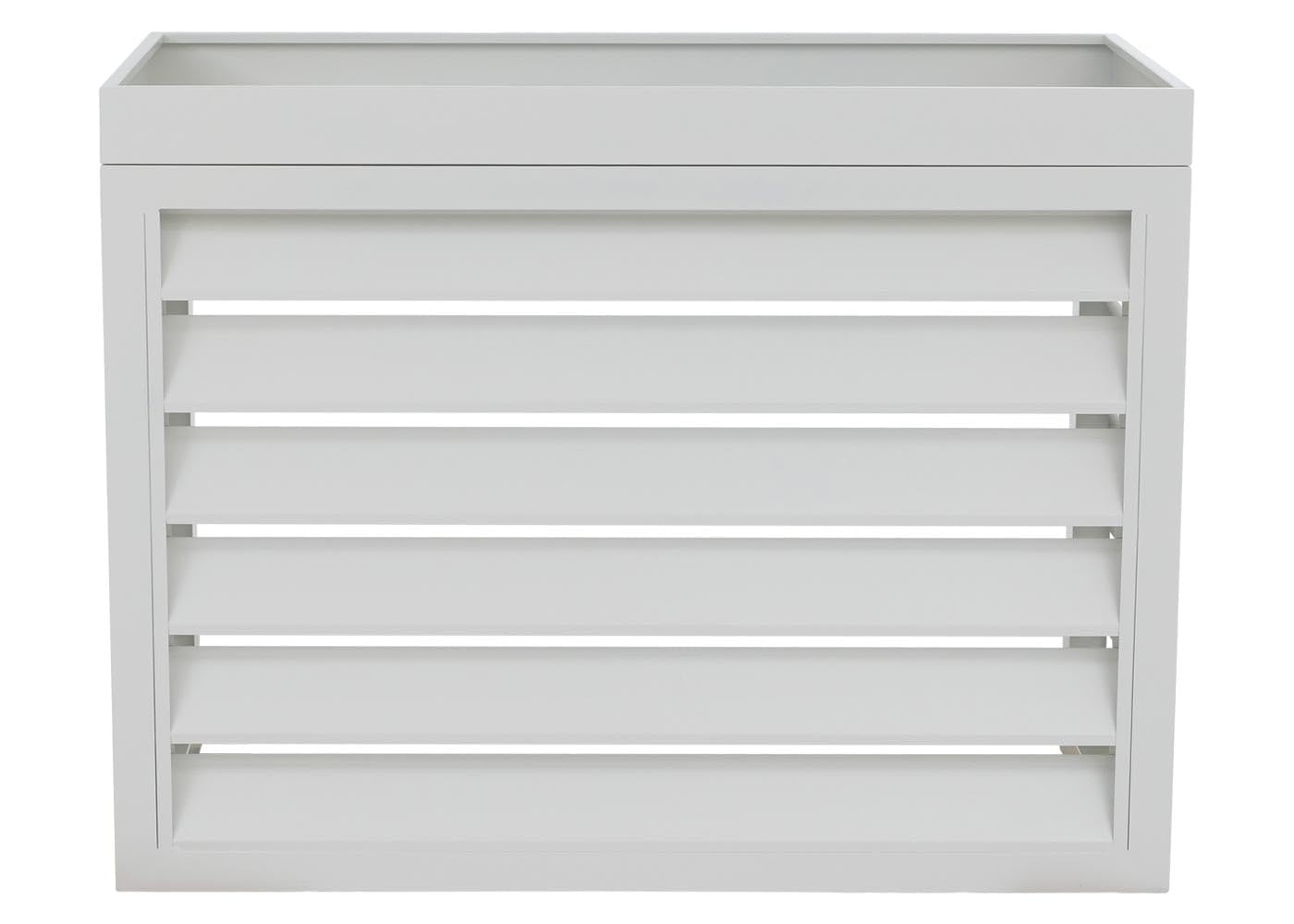 Mendler Verkleidung für Klimaanlage/Wärmetauscher HWC-O43 mit Pflanzkasten, Abdeckung, Metall 77x104x50cm - grau-weiß
