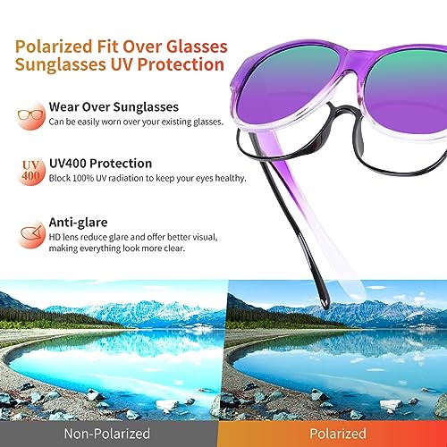 Image of GEGURI Polarized Sunglasses Fit Over Glasses for Men Women, Oversized Square Sun Glasses UV400 Protection Shades