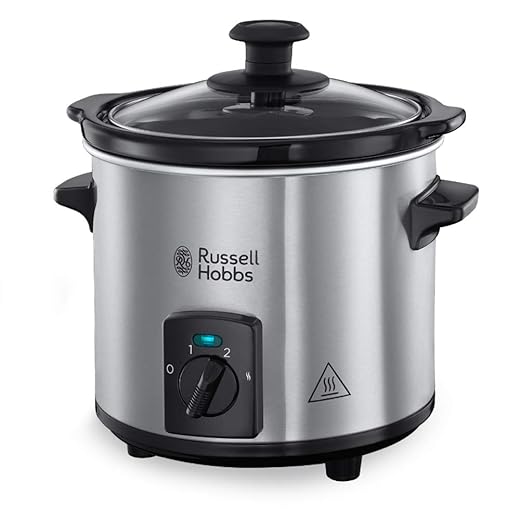 Russell Hobbs Mijoteur Electrique [Programmable] Compact Home ( 2 L, Cuve en ceramique amovible, 3 Températures réglables, Maintien au chaud, Poignées thermo-isolées, Pieds antidérapants) 25570-56