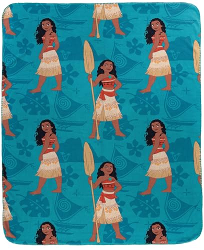 Jay Franco Kids Plush Throw Blanket Soft & Cozy Fleece Throw for Bedroom & Couch Dcor Official Licensed Product Teal - Moana 40x50 - Travel Blanket
