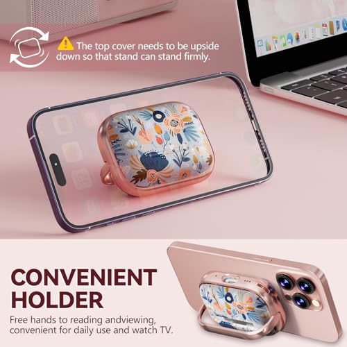 Image of Inesore for AirPods Pro 2nd /1st Case (2023-2019)-Blue Flower | with Safty Lock,Two-Piece Design,with Gold Keychain & Clean Pen,Support Wireless Charging,Cute Luxury Case for Women Girly