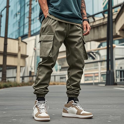 Cargo Pants for Men Work Elastic Waist Drawstring Trousers Stretch Breathable Fashion Quick Dry Lounge Hiking Clothes2