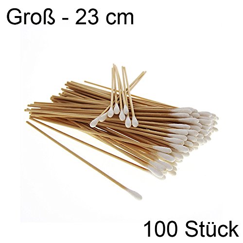 100x 23 cm (groß) Watteträger, Kosmetex Wattestäbchen, Holzstab mit Wattekopf, 100x 23 cm