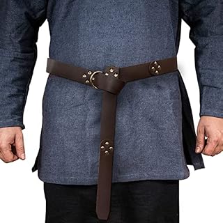HiiFeuer Medieval PU Leather Ring Belt, Retro Renaissance Rivets Belt for LARP, Ren Faire & Halloween