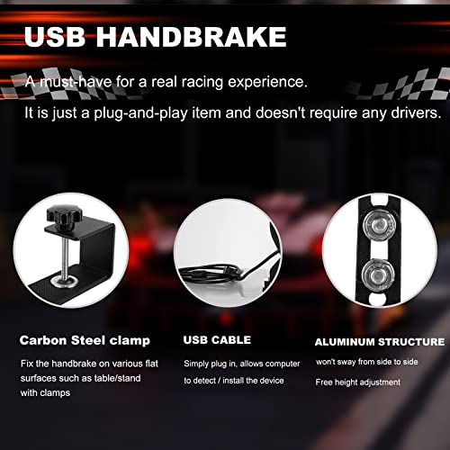 Image of Xsloer Usb Handbrake 14Bit With Clamp For Racing Pc Game G25 G27 G29,Universal Gaming Peripherals For Sim Racing Game,Golden