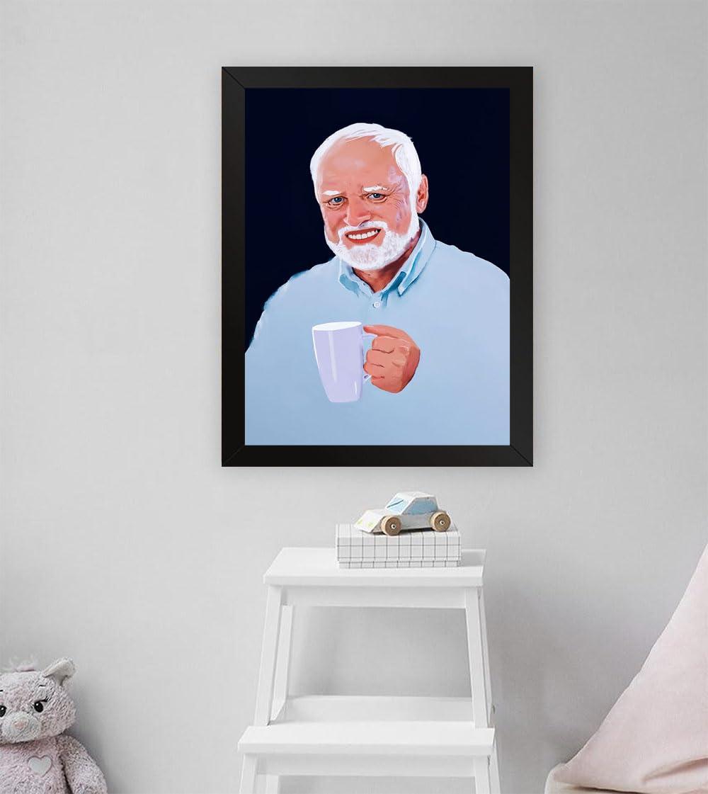 GADGETS WRAP Printed Photo Frame Matte Painting for Home Office Studio Living Room Decoration (11x17inch Black Framed) - Hide The Pain Harold