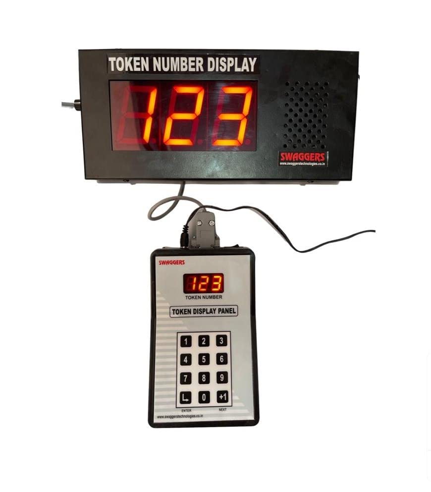 swaggers Prime Digital Indian Token Display Machine with Voice Hindi & English Language - 5 Meter Connecting Wire For Post Office/Banks/Office/Holes/Retail Counters/etc |1 year Warranty