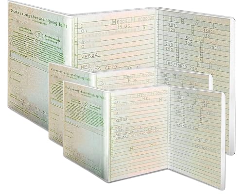 Ugozen 3-stückige Transparente PVC-Fahrzeugschein-Hülle - Robust, Schmutzabweisend, Passgenau - Made in France