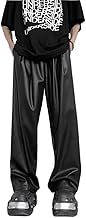 Mens Casual Wide Leg Straight PU Leather Pants Designed for Streetwear and Everyday Wear