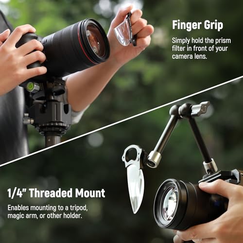 Image of NEEWER 79mm Split Diopter Effect Filter Half Domed Photography Prism Filter with Hand Grip, 1 /4 inch Screw Hole for Magic Arm Small Tripod, BK9 Optical Crystal Glass Semicircular for Foreground Blur