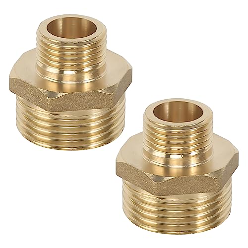 Mamelon Double Réduit 1 Pouce à 1/2 Pouce, 2 Pièces en Laiton Mamelon de Réduction AG/AG Raccord Mâle à Mâle pour Chauffage Installation D'eau Potable...