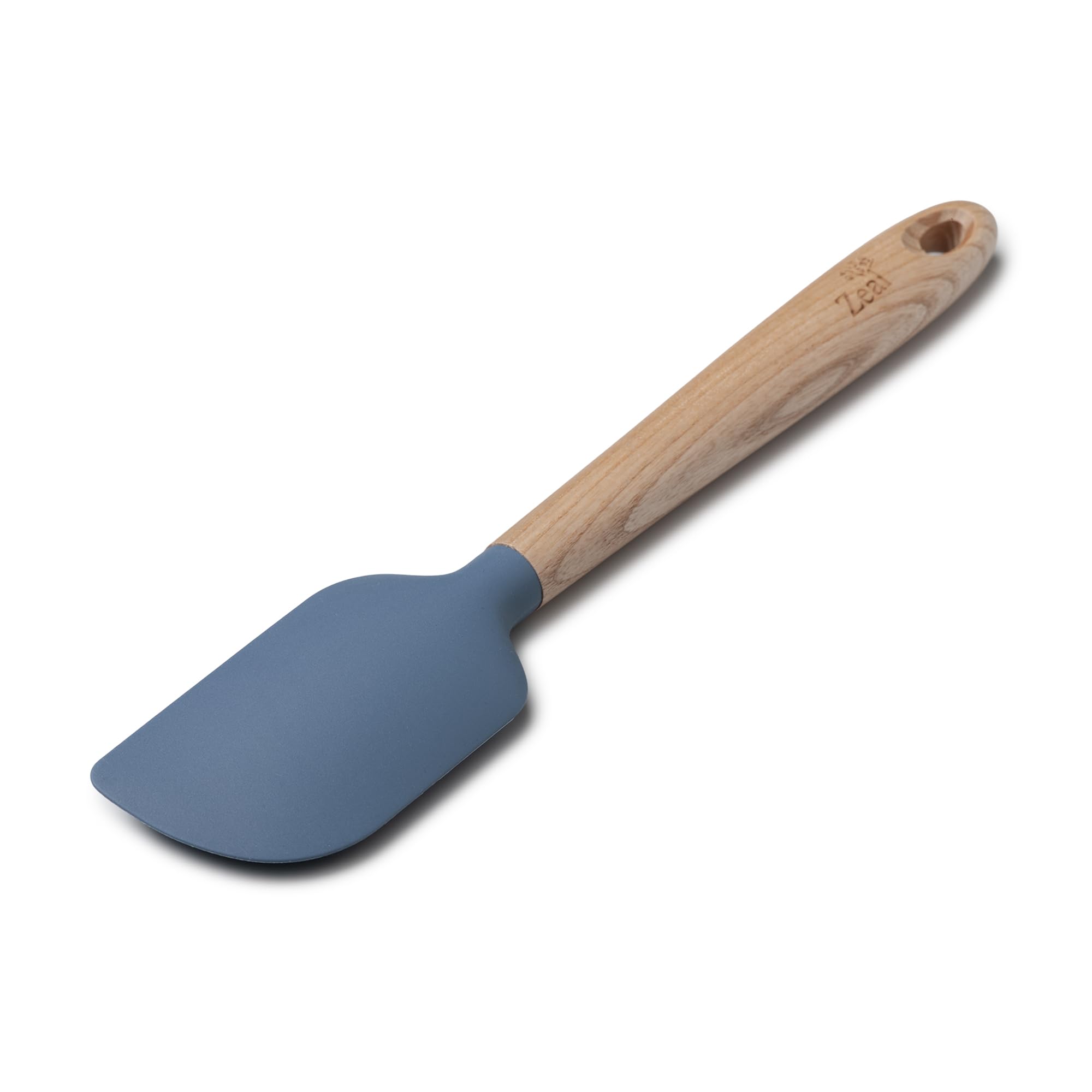 Zeal Silicone Spatula with Ash Wooden Handle – 25cm Non-Scratch, Heat-Resistant Cooking & Baking Spatula for Mixing, Scraping & Folding (Provence Blue)