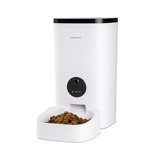 Mellerware - Comedero Automático Petto!Eat Small 6L | Cámara HD | Grabación Voz | Dispensador Comida App WiFi 2.4GHz | Apto Lavavajillas | Programable | Perros Gatos Animales Mascotas