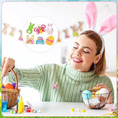 Image of Giegxin 40 Pcs Easter Enamel Pins Bulk Spring Holiday Lapel Pin Bunny Backpack Cute Carrot Easter Eggs Flowers Butterfly Flower Basket Brooch for Women Girls Gifts
