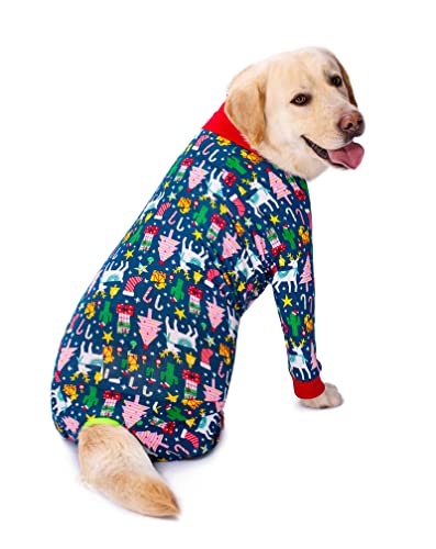 Dog Pajamas Jumpsuit for Medium Large Dog Lightweight Cotton Dog Shirt Anti-Hair Dog Onesies After Surgery Dog Recovery Clothes_32(Christmas Tree) - Image 4
