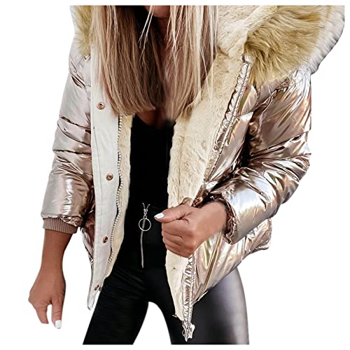 Haohon Abrigo de color sólido para mujer, chaqueta con cremallera, , abrigo de cuello de lana grande, abrigos cálidos de felpa con capucha gruesa Sudadera Mujer Barata Cover