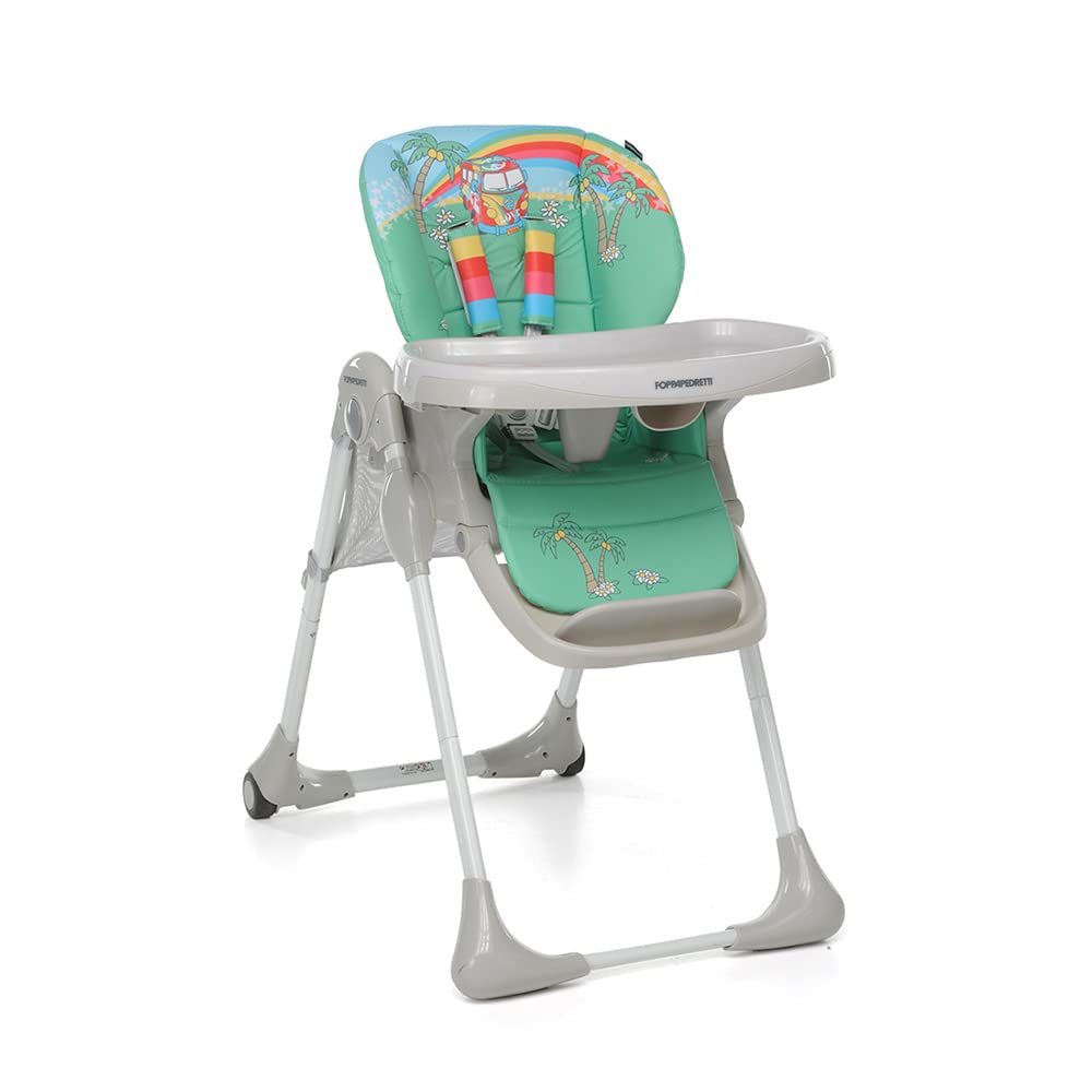 Foppapedretti Seggiolone Meeting, bambini da 6 mesi a 3 anni (fino a 15 Kg), Seduta/Poggiapiedi/Schienale Regolabili, Cesto Porta Oggetti, Stabile e Confortevole, con Imbottitura Lavabile, Spring