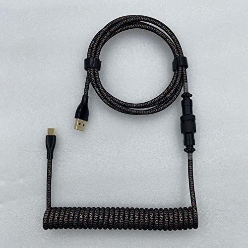 Image of CALANDIS 1.8M USB to Type C Coiled Cable Black DIY Extendable for Mechanical Keyboard