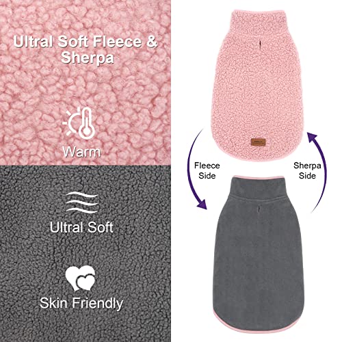 Cyeollo Coat Dog Jacket Thickened Sherpa Vest Reversible Fleece Sweater Clothes Dog Jacket For Cold Weather Winter Warm Dog Coats For Small Dogs Pink Apparel #TOP2