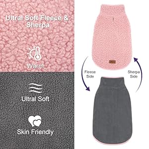 cyeollo Warm Dog Sweater Coat Jacket Thickened Thermal Sherpa Sweaters Reversible Fleece Vest Pet Clothes for Cold Weather Winter Dog Coats for Small Dogs Girl Pink Apparel cyeollo Warm Dog Sweater Coat Jacket Thickened Thermal Sherpa Sweaters Reversible Fleece Vest Pet Clothes for Cold Weather Winter Dog Coats for Small Dogs Girl Pink Apparel