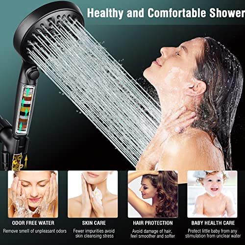 Handheld Shower Head With Filter: Inavamz 10 Spray Settings High Pressure Shower Head With On/Off Pause Switch, 15 Stage Water Softener Filter For Hard Water Remove Chlorine And Harmful Substances #TOP5