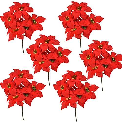Christmasartificialpoinsettiaflowers6packsilkredpoinsettiaartificialbushesredchristmasflowers7headsvelvetpoinsettiafloralbouquetwithstemforpartyhomeholidaydecoration Urban Country Home Decor Christmas artificial poinsettia flowers 6pack silk red poinsettia artificial bushes red christmas flowers 7 heads velvet poinsettia floral bouquet with stem for party home holiday decoration urban country home decor