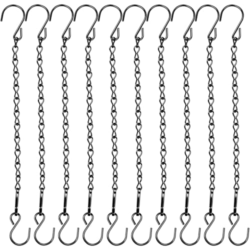10pcs Hanging Chain for Bird Feeders Planters Lanterns and Ornaments (Black 9.5 Inch) Garden Plant Hangers for Billboards Chalkboards Basket Planters Wind Chimes