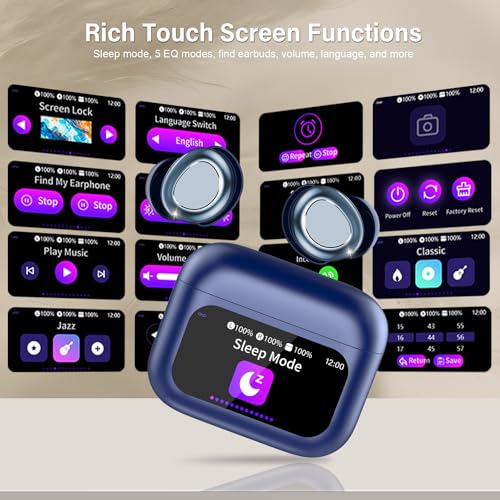Image of Sleep Earbuds Bluetooth 5.4 in Ear Touch Screen Sleep Headphones, Small Design Mini Sleep Earbuds for Side Sleepers with Sleep Mode, 48H Playtime Sleep Earphones Clear Calls, 5 EQ Modes, Blue