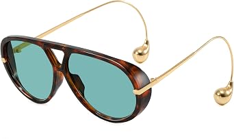 Breaksun Womens Oversized Aviator Sunglasses Retro Trendy Shield Sun Glasses Big Orange lens Vintage Shades