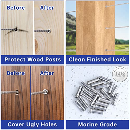 image for Muzata 50Pack Stainless Steel Protective Sleeves Cable Railing Kit Har