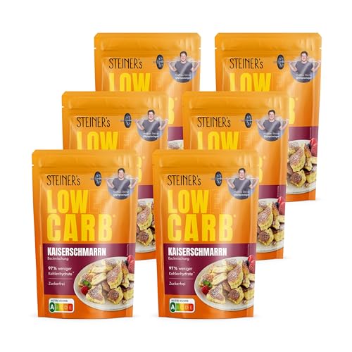 STEINER\'s Low Carb Kaiserschmarrn Backmischung | 97{f176ced69eb880bbfab6c346aa07ccfdacb2d4c715958cc223f7c6ee3e9ceecc} weniger Kohlenhydrate | Nur 103 Kalorien | Zuckerfrei & Glutenfrei | Alpiner Genussklassiker für bewusste Ernährung | 6x 120g Packung STEINER\'s Low Carb Kaiserschmarrn Backmischung | 97{f176ced69eb880bbfab6c346aa07ccfdacb2d4c715958cc223f7c6ee3e9ceecc} weniger Kohlenhydrate | Nur 103 Kalorien | Zuckerfrei & Glutenfrei | Alpiner Genussklassiker für bewusste Ernährung | 6x 120g Packung