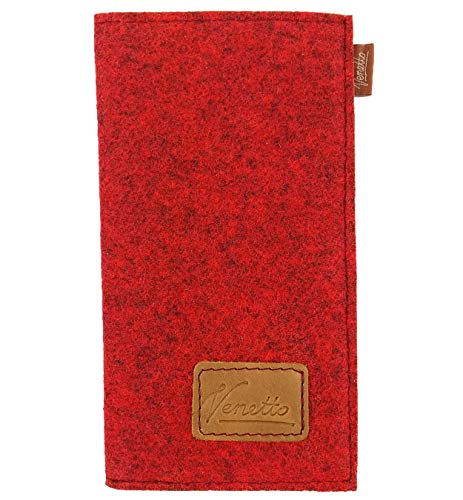 Preisvergleich Produktbild Venetto Filz Portemonnaie Geldbörse Geldbeutel Brieftasche Damen Herren Damenbörse Damengeldbörse Herrenbörse Geldtasche Visitenkarten Etui (Rot meliert)