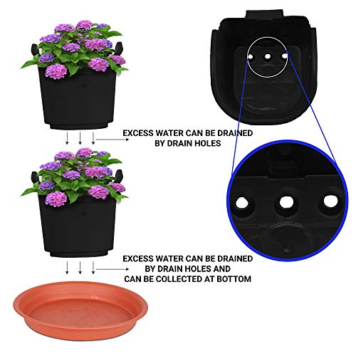 TrustBasket Vertical Gardening Hanging Pots/Planters(Large) - Set of 6 | Plastic Vertical Wall Hanging Pouches for Home & Outdoor Balcony Garden Decor |Wall Hanging Pouches for Grills